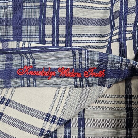 Robert Graham Button-Down Shirt Blue And White Plaid Short Sleeve Men's Size XS - Picture 8 of 10